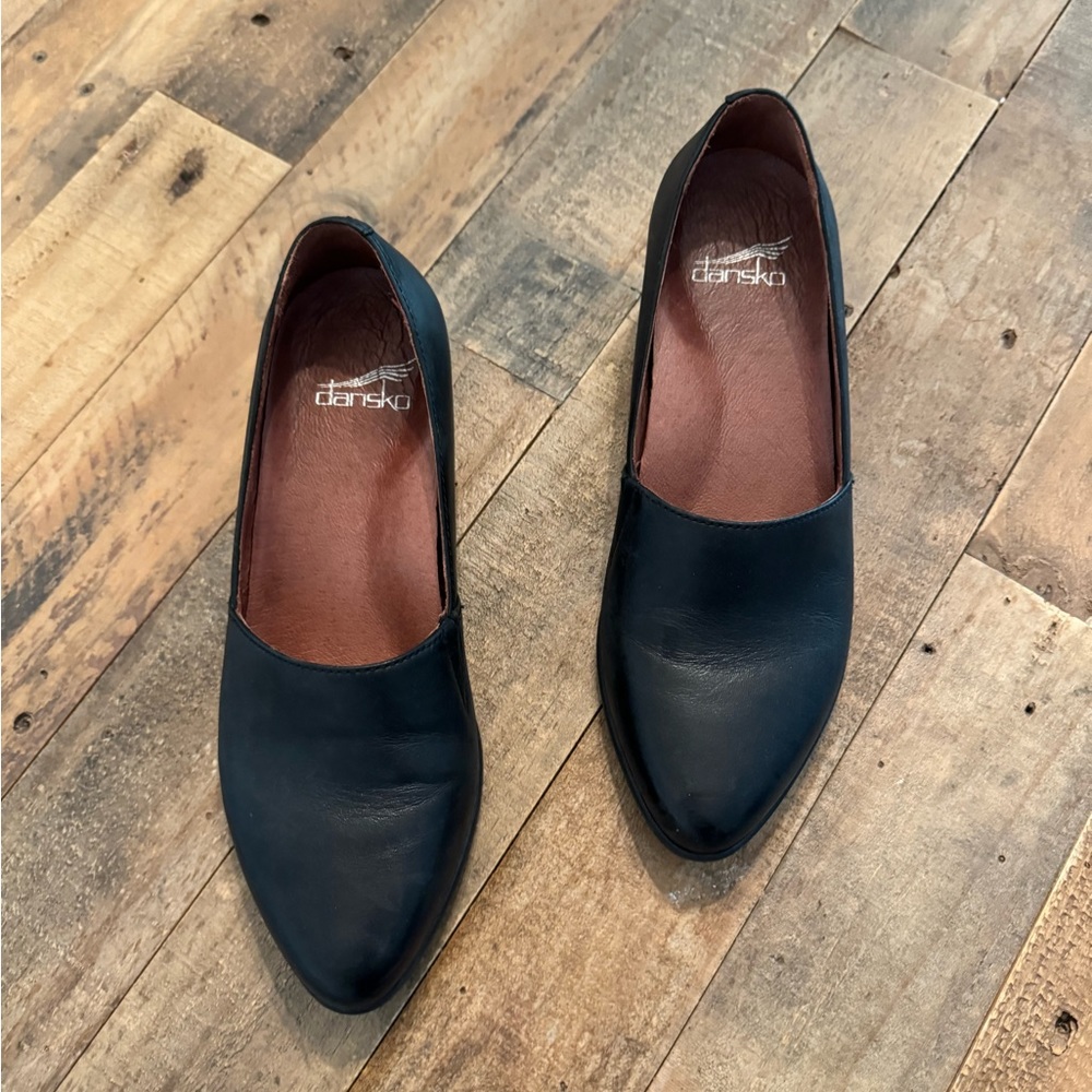 Dansko Shanda Black Waterproof Leather Slip On Wedges 37 - Picture 3 of 5